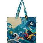 Waves Ocean Sea Abstract Whimsical Abstract Art Pattern Abstract Pattern Water Nature Moon Full Moon Canvas Travel Bag