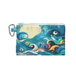 Waves Ocean Sea Abstract Whimsical Abstract Art Pattern Abstract Pattern Water Nature Moon Full Moon Canvas Cosmetic Bag (Small)