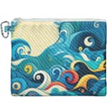 Waves Ocean Sea Abstract Whimsical Abstract Art Pattern Abstract Pattern Water Nature Moon Full Moon Canvas Cosmetic Bag (XXXL)