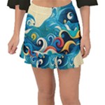 Waves Ocean Sea Abstract Whimsical Abstract Art Pattern Abstract Pattern Water Nature Moon Full Moon Fishtail Mini Chiffon Skirt