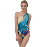 Waves Ocean Sea Abstract Whimsical Abstract Art Pattern Abstract Pattern Water Nature Moon Full Moon To One Side Swimsuit