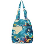 Waves Ocean Sea Abstract Whimsical Abstract Art Pattern Abstract Pattern Water Nature Moon Full Moon Center Zip Backpack