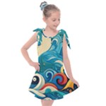 Waves Ocean Sea Abstract Whimsical Abstract Art Pattern Abstract Pattern Water Nature Moon Full Moon Kids  Tie Up Tunic Dress