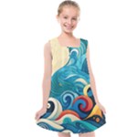 Waves Ocean Sea Abstract Whimsical Abstract Art Pattern Abstract Pattern Water Nature Moon Full Moon Kids  Cross Back Dress