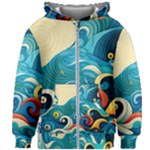 Waves Ocean Sea Abstract Whimsical Abstract Art Pattern Abstract Pattern Water Nature Moon Full Moon Kids  Zipper Hoodie Without Drawstring
