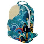 Waves Ocean Sea Abstract Whimsical Abstract Art Pattern Abstract Pattern Water Nature Moon Full Moon Flap Pocket Backpack (Small)