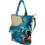 Waves Ocean Sea Abstract Whimsical Abstract Art Pattern Abstract Pattern Water Nature Moon Full Moon Shoulder Tote Bag