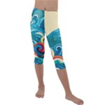 Waves Ocean Sea Abstract Whimsical Abstract Art Pattern Abstract Pattern Water Nature Moon Full Moon Kids  Lightweight Velour Capri Leggings 