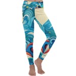 Waves Ocean Sea Abstract Whimsical Abstract Art Pattern Abstract Pattern Water Nature Moon Full Moon Kids  Lightweight Velour Classic Yoga Leggings