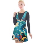 Waves Ocean Sea Abstract Whimsical Abstract Art Pattern Abstract Pattern Water Nature Moon Full Moon Plunge Pinafore Velour Dress