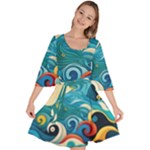 Waves Ocean Sea Abstract Whimsical Abstract Art Pattern Abstract Pattern Water Nature Moon Full Moon Velour Kimono Dress