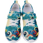 Waves Ocean Sea Abstract Whimsical Abstract Art Pattern Abstract Pattern Water Nature Moon Full Moon Women s Velcro Strap Shoes