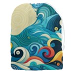 Waves Ocean Sea Abstract Whimsical Abstract Art Pattern Abstract Pattern Water Nature Moon Full Moon Drawstring Pouch (3XL)