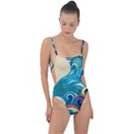 Waves Ocean Sea Abstract Whimsical Abstract Art Pattern Abstract Pattern Water Nature Moon Full Moon Tie Strap One Piece Swimsuit
