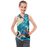 Waves Ocean Sea Abstract Whimsical Abstract Art Pattern Abstract Pattern Water Nature Moon Full Moon Kids  Sleeveless Hoodie