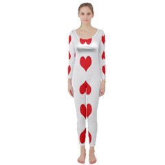 Heart Red Love Valentines Day Long Sleeve Catsuit by Bajindul