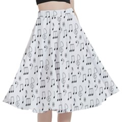 Music Notes Background Wallpaper A-line Full Circle Midi Skirt With Pocket by Bajindul