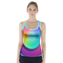 Circle Colorful Rainbow Spectrum Button Gradient Psychedelic Art Racer Back Sports Top
