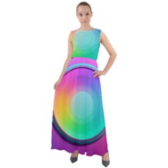 Circle Colorful Rainbow Spectrum Button Gradient Psychedelic Art Chiffon Mesh Boho Maxi Dress