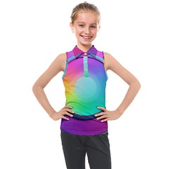 Circle Colorful Rainbow Spectrum Button Gradient Psychedelic Art Kids  Sleeveless Polo T-shirt