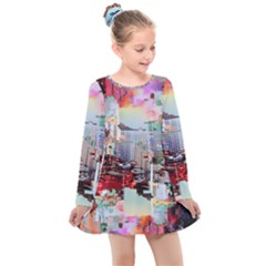 Digital Computer Technology Office Information Modern Media Web Connection Art Creatively Colorful C Kids  Long Sleeve Dress