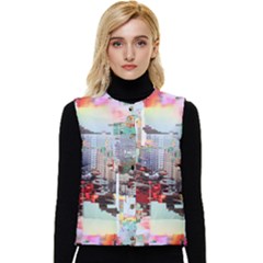 Digital Computer Technology Office Information Modern Media Web Connection Art Creatively Colorful C Women s Button Up Puffer Vest by Maspions