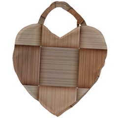 Wooden Wickerwork Texture Square Pattern Giant Heart Shaped Tote by Maspions