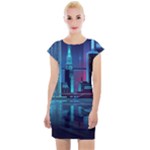 Digital Art Artwork Illustration Vector Buiding City Cap Sleeve Bodycon Dress