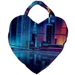 Digital Art Artwork Illustration Vector Buiding City Giant Heart Shaped Tote by Maspions