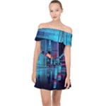 Digital Art Artwork Illustration Vector Buiding City Off Shoulder Chiffon Dress