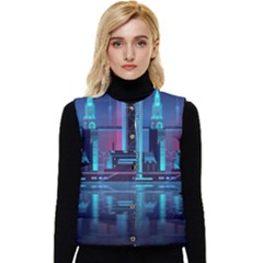 Digital Art Artwork Illustration Vector Buiding City Women s Button Up Puffer Vest