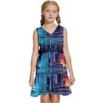 Digital Art Artwork Illustration Vector Buiding City Kids  Sleeveless Tiered Mini Dress