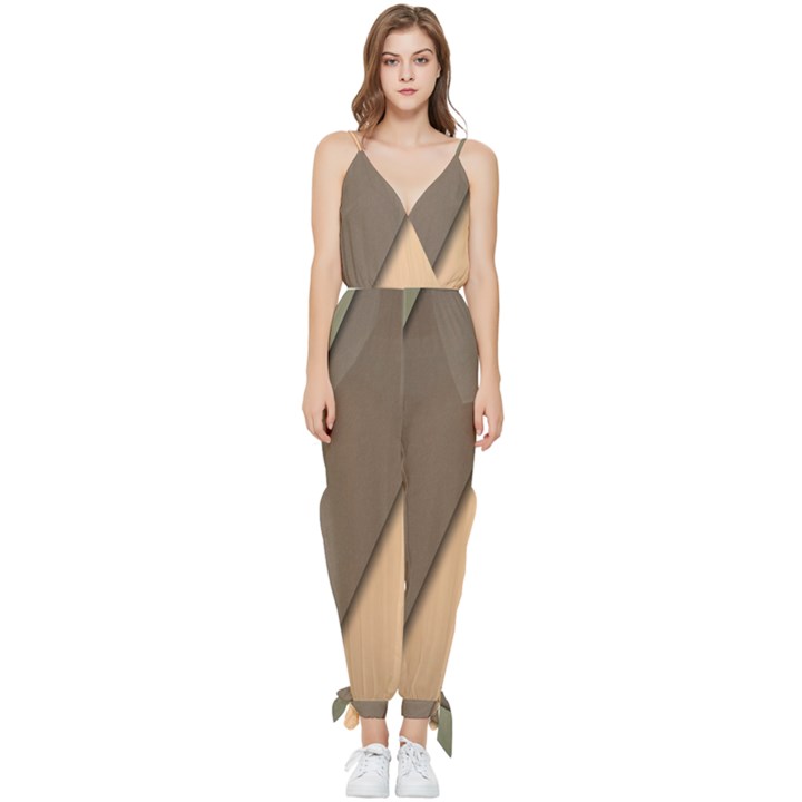 Abstract Texture, Retro Backgrounds Sleeveless Tie Ankle Chiffon Jumpsuit