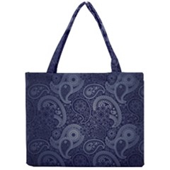 Blue Paisley Texture, Blue Paisley Ornament Mini Tote Bag by nateshop
