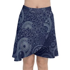 Blue Paisley Texture, Blue Paisley Ornament Chiffon Wrap Front Skirt by nateshop