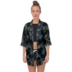 Camouflage, Pattern, Abstract, Background, Texture, Army Open Front Chiffon Kimono by nateshop