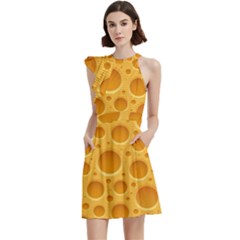 Cheese Texture Food Textures Cocktail Party Halter Sleeveless Dress With Pockets by nateshop