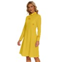 Cheese Texture, Yellow Backgronds, Food Textures, Slices Of Cheese Long Sleeve Shirt Collar A-Line Dress View2