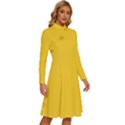 Cheese Texture, Yellow Backgronds, Food Textures, Slices Of Cheese Long Sleeve Shirt Collar A-Line Dress View3