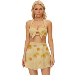 Cheese Texture, Yellow Cheese Background Vintage Style Bikini Top And Skirt Set  by nateshop