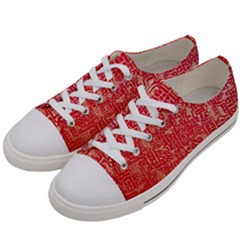 Chinese Hieroglyphs Patterns, Chinese Ornaments, Red Chinese Men s Low Top Canvas Sneakers by nateshop