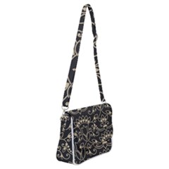Decorative Ornament Texture, Retro Floral Texture, Vintage Texture, Gray Shoulder Bag With Back Zipper by nateshop