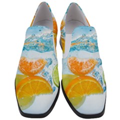 Fruits, Fruit, Lemon, Lime, Mandarin, Water, Orange Women Slip On Heel Loafers by nateshop
