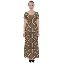 Gold Pattern Texture, Seamless Texture High Waist Short Sleeve Maxi Dress by nateshop
