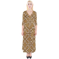 Gold Pattern Texture, Seamless Texture Quarter Sleeve Wrap Maxi Dress by nateshop