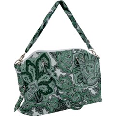 Green Ornament Texture, Green Flowers Retro Background Canvas Crossbody Bag