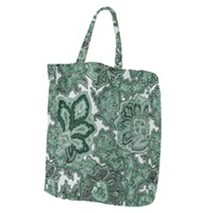 Green Ornament Texture, Green Flowers Retro Background Giant Grocery Tote by nateshop