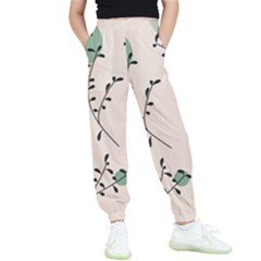 Plants Pattern Design Branches Branch Leaves Botanical Boho Bohemian Texture Drawing Circles Nature Kids  Joggers by Maspions