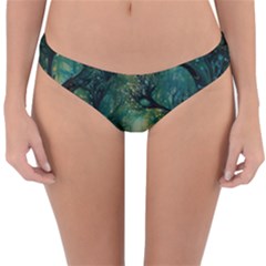 Trees Forest Mystical Forest Background Landscape Nature Reversible Hipster Bikini Bottoms by Maspions