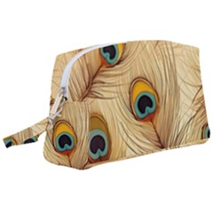 Vintage Peacock Feather Peacock Feather Pattern Background Nature Bird Nature Wristlet Pouch Bag (large)